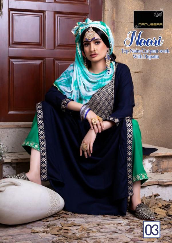 Manjeera Naari Fancy Rayon Kurti With Bottom Dupatta Collection